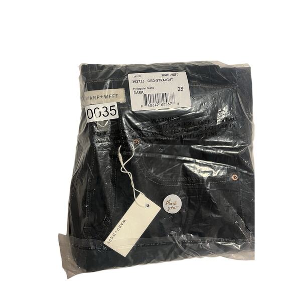 NWT Warp + Weft Mens 28X32 ORD Chicago Straight Stretch Dark Blue Denim Jeans - Picture 7 of 7